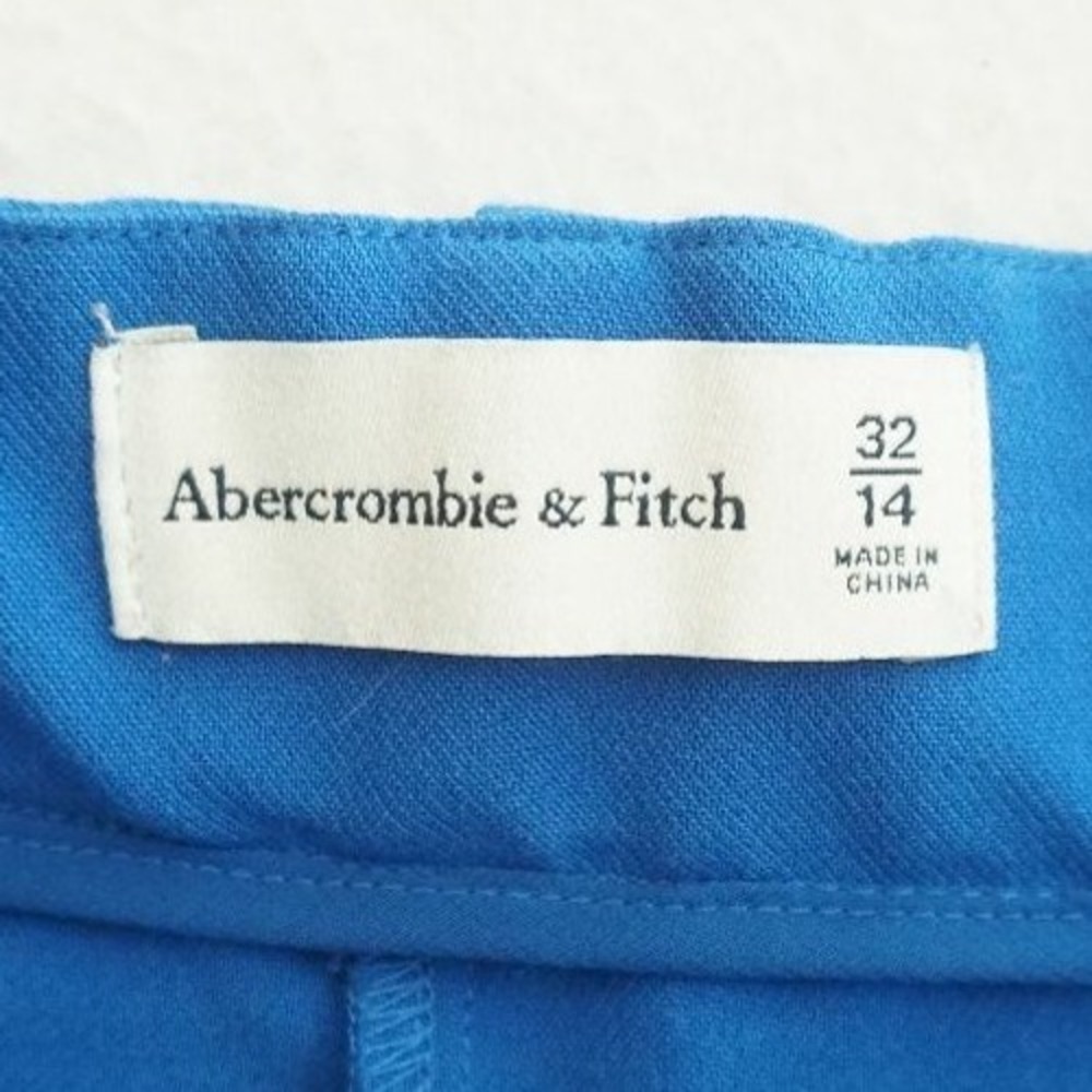 Abercrombie & Fitch Blue Wide Leg Pleated Trousers Dress Pants Size 32/14 - Picture 8 of 10